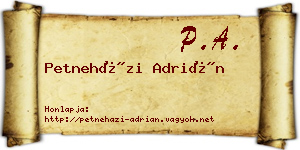 Petneházi Adrián névjegykártya